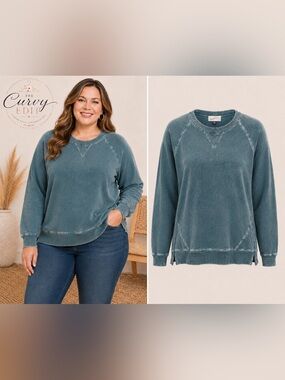 Universal Thread Vintage Wash Sweatshirt | XXL | Teal | Dusty Green